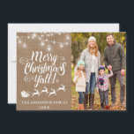 Merry Christmas Y'all Lights Burlap Family Photo Holiday Card<br><div class="desc">Merry Christmas Y'all Burlap String Lights Mason Jars Family Photo Holiday Card - Burlap Back</div>