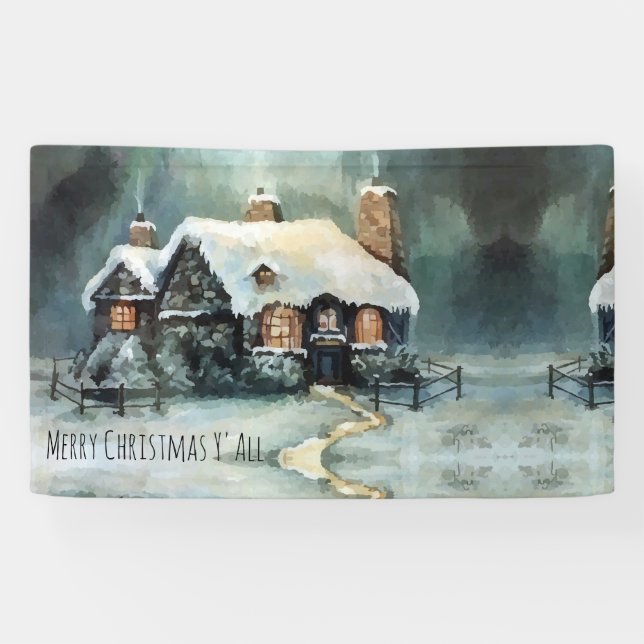 Merry Christmas Y'All Marvelous Winter Night   Banner (Horizontal)