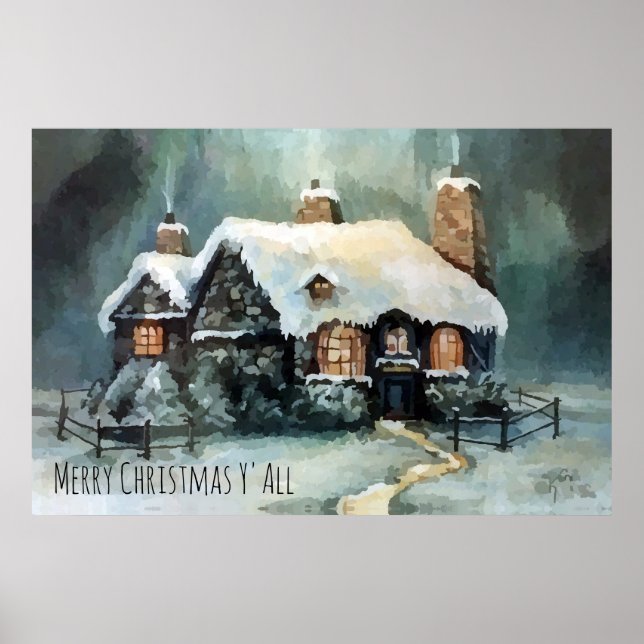 Merry Christmas Y'All Marvelous Winter Night   Poster (Front)
