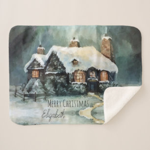 Merry Christmas Y'All Marvelous Winter Night Sherpa Blanket