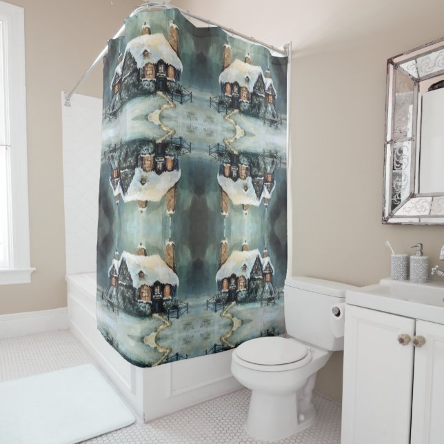 Merry Christmas Y'All Marvelous Winter Night    Shower Curtain (In Situ)
