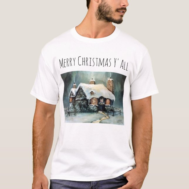 Merry Christmas Y'All Marvelous Winter Night  T-Shirt (Front)