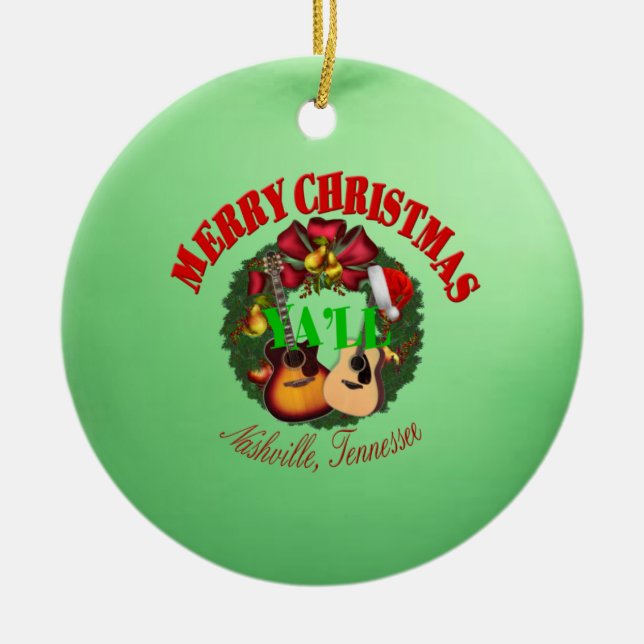Merry Christmas Yall Ornament (Front)
