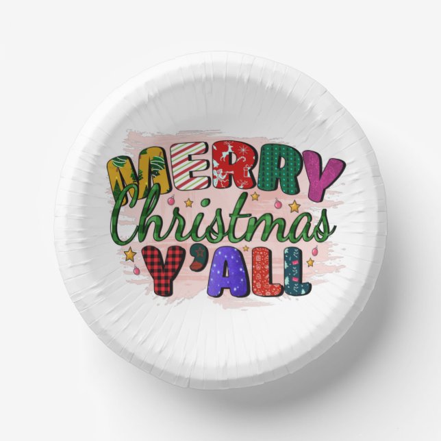 Merry Christmas Y'All  Paper Bowls (Front)