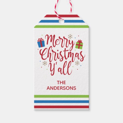 Merry Christmas Yall Personalized Gift Tags