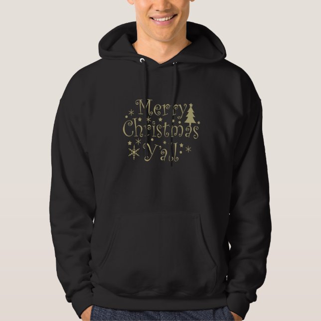 Merry Christmas yall pine tree decorated Hoodie (Front)