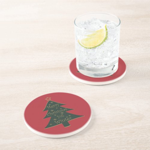 Merry Christmas yall pine tree decorations Coaster