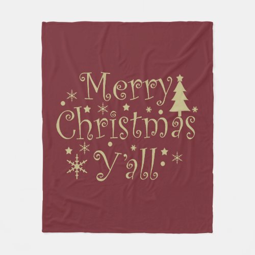 Merry Christmas yall pine tree decorations Fleece Blanket