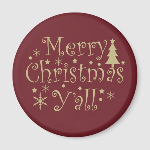 Merry Christmas yall pine tree decorations Magnet