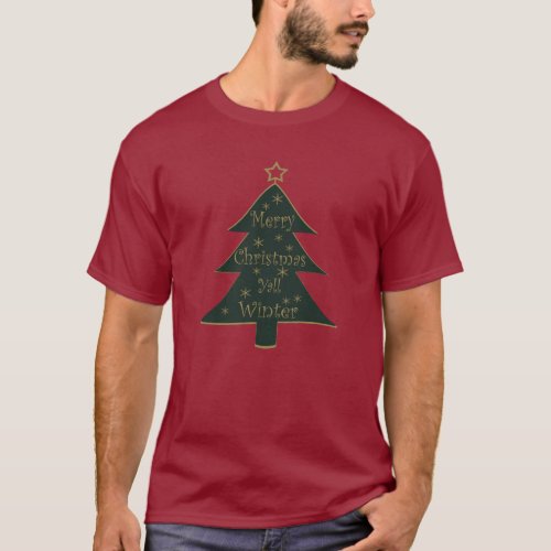 Merry Christmas yall pine tree decorations T_Shirt