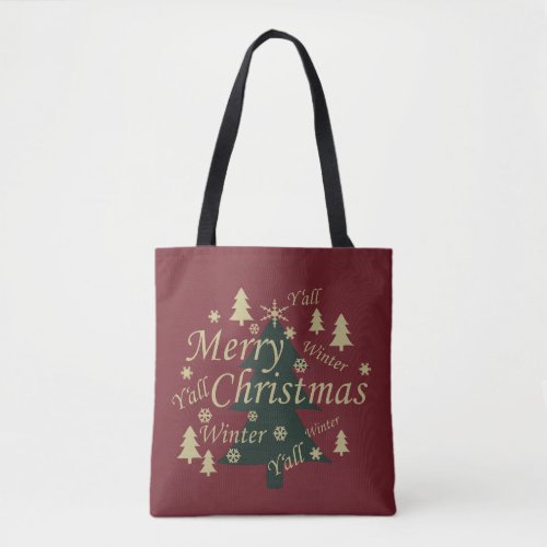 Merry Christmas yall pine tree decorations Tote Bag