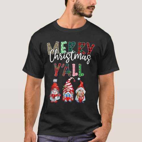 Merry Christmas Yall Plaid Leopard Family Pajamas T_Shirt