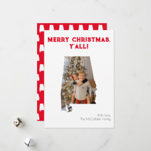 Merry Christmas Y'all Red Alabama State Photo Holiday Card