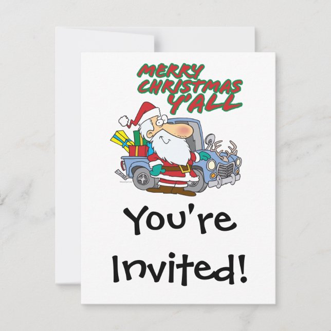 merry christmas yall redneck santa invitation (Front)