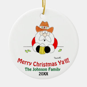 Merry Christmas Ya'll Santa Christmas Ornament