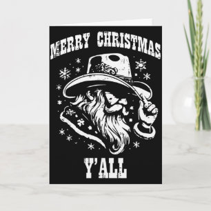 Merry Christmas Yall Santa Cowboy Xmas Country Men Card