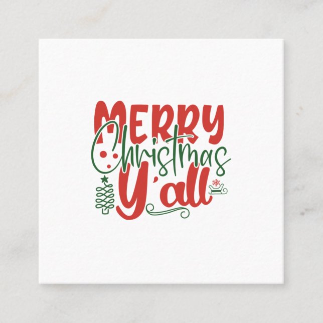 Merry Christmas Y'all Square Business Card (Front)