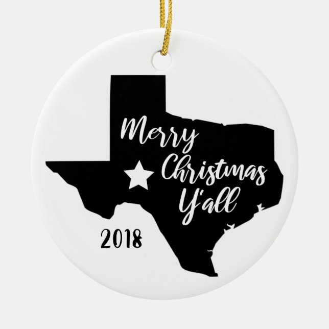 Merry Christmas Y'all Texas Christmas Ornament (Front)