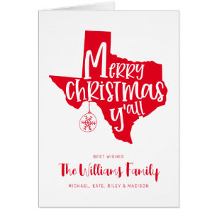 MERRY CHRISTMAS Y'ALL Texas Holiday Wishes Cards