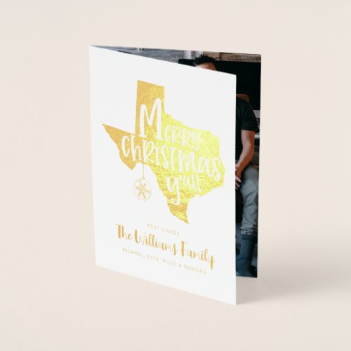 MERRY CHRISTMAS YALL  Texas Holiday Wishes Foil Card