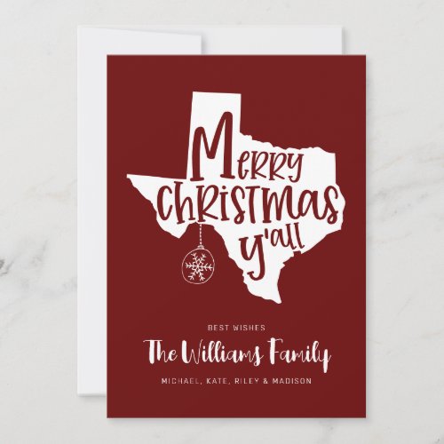 MERRY CHRISTMAS YALL  Texas Holiday Wishes Invitation