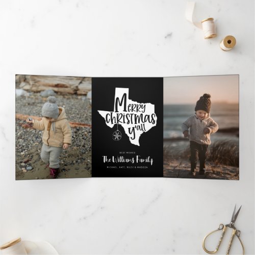 MERRY CHRISTMAS YALL  Texas Holiday Wishes Tri_Fold Holiday Card