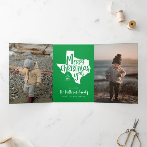 MERRY CHRISTMAS YALL  Texas Holiday Wishes Tri_Fold Holiday Card