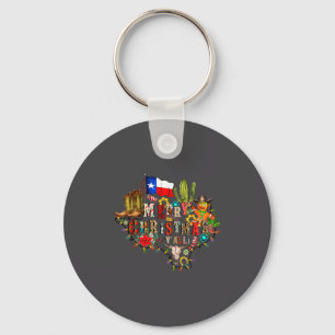 Merry Christmas Y'all Texas Map Santa Hat Mens Wom Keychain