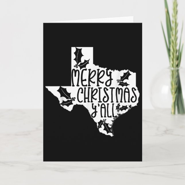 Merry Christmas Yall Texas Mistletoe White Graphic Card (Front)