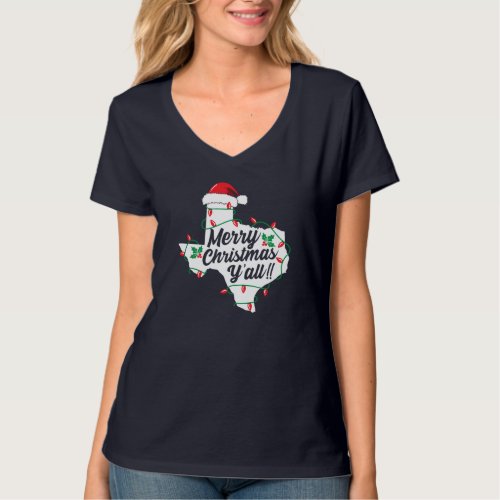 Merry Christmas YAll Texas State Texan Family Hol T_Shirt