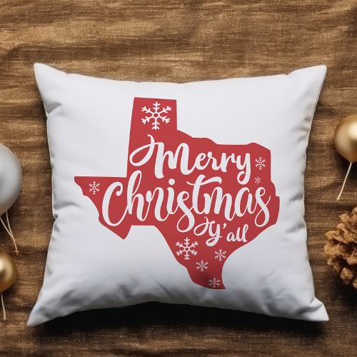 Merry Christmas Yall Texas State  Throw Pillow