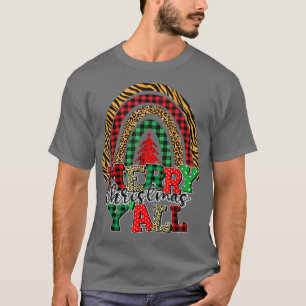 Merry Christmas Yall Tree Buffalo Plaid Family Mat T-Shirt