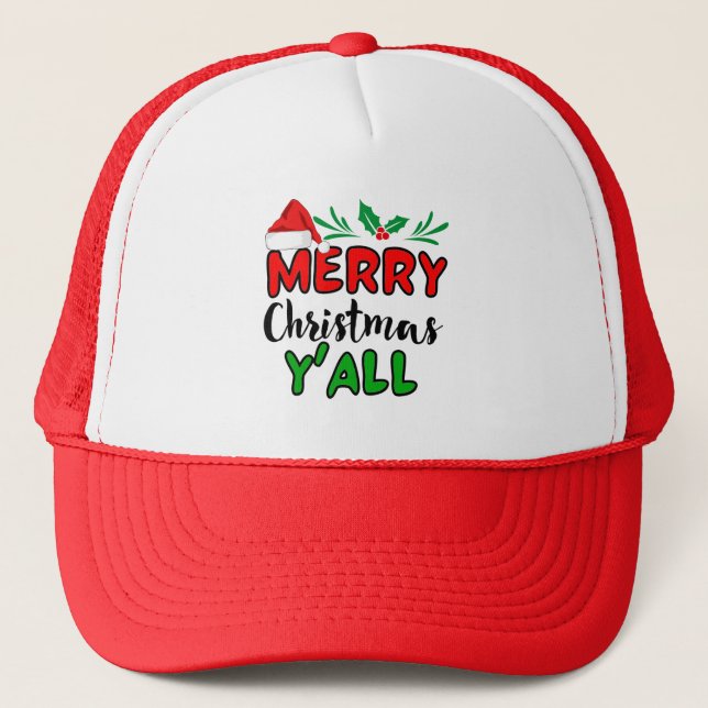 Merry Christmas Y'all Trucker Hat (Front)