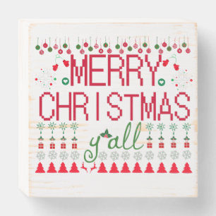 Merry Christmas y'all Ugly Sweater Wood Box