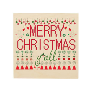 "Merry Christmas Y'all" Ugly Sweater Wood Wall Art