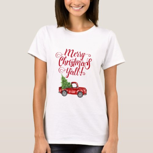 Merry Christmas Yall Vintage Truck Christmas RW T_Shirt