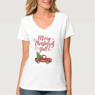Merry Christmas Y'all Vintage Truck Christmas V T-Shirt