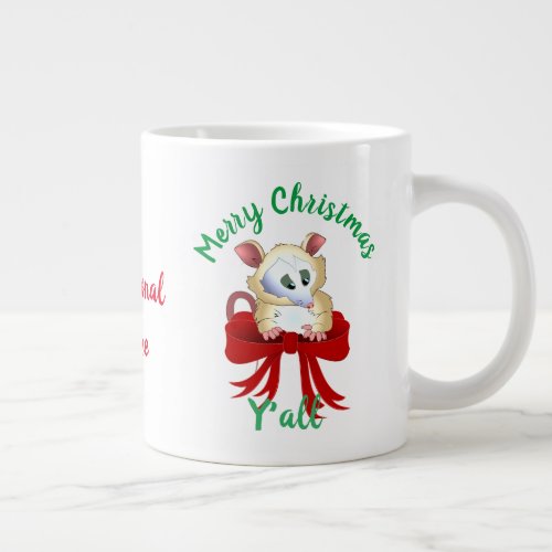 Merry Christmas Yall with Possum  Giant Coffee Mug