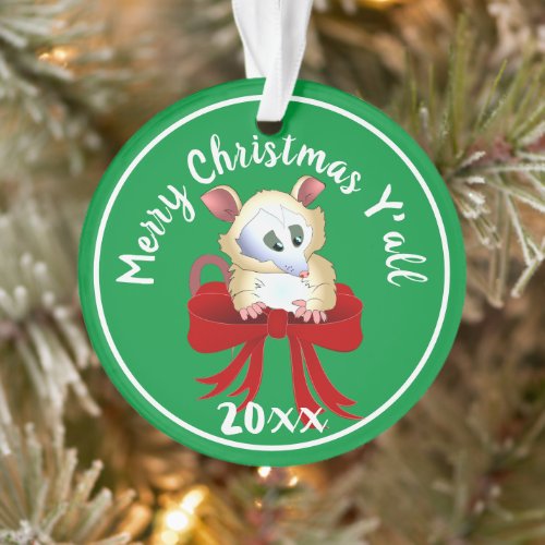 Merry Christmas Yall with Possum   Ornament