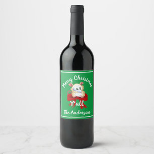 Merry Christmas Ya'll with Possum Wine Label