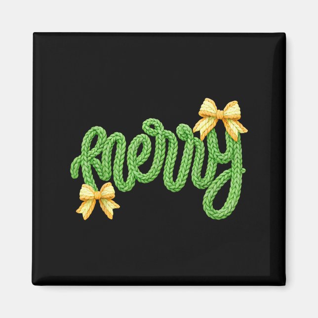 Merry Christmas Yarn Crochet Funny Xmas Pajamas Ho Magnet (Front)