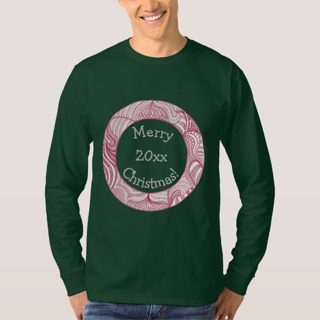 Merry Christmas, year, decorative red circle shirt (Front)