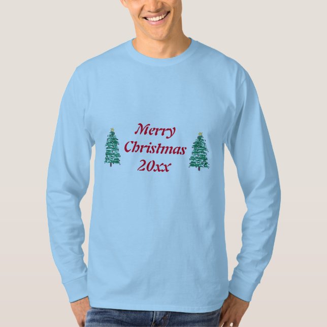 Merry Christmas year holiday trees tshirts (Front)