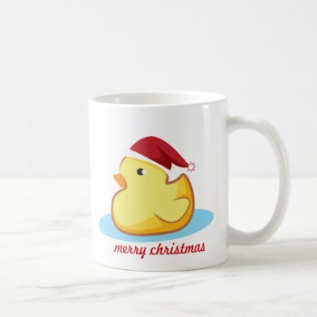 Merry Christmas Yellow Rubber Duck Mug by antico at Zazzle