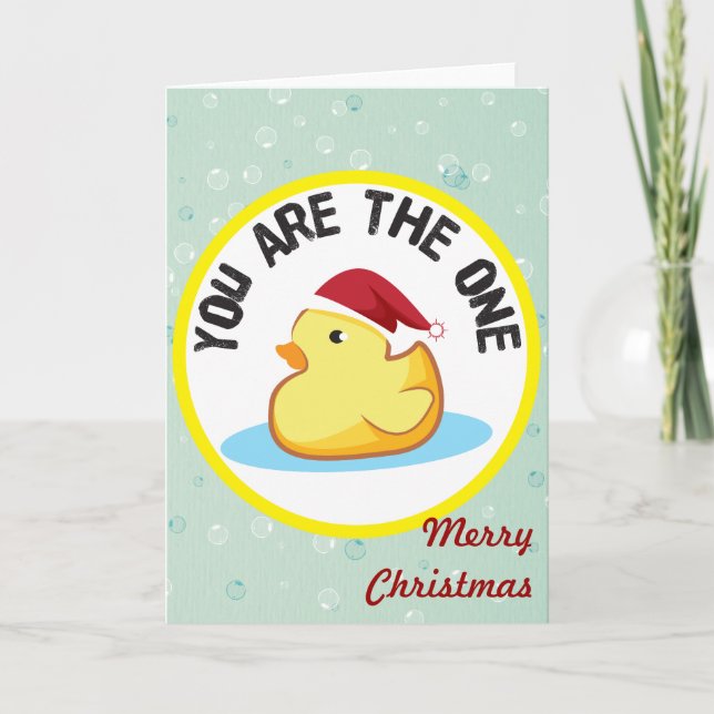 Merry Christmas yellow rubber duckie greeting card (Front)