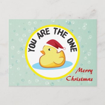 Merry Christmas Yellow Rubber Duckie Postcard by antico at Zazzle