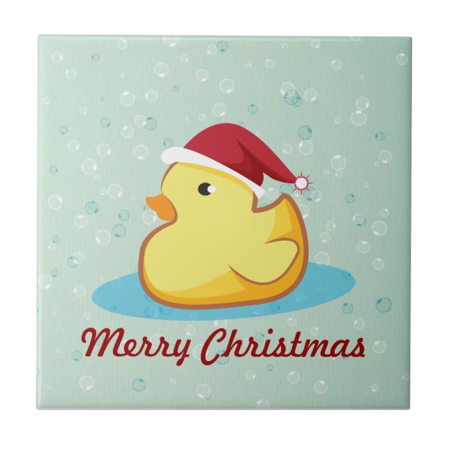Merry Christmas yellow rubber duckie tile (Front)