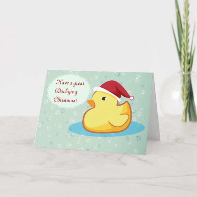 Merry Christmas yellow rubber ducky greeting card (Front)