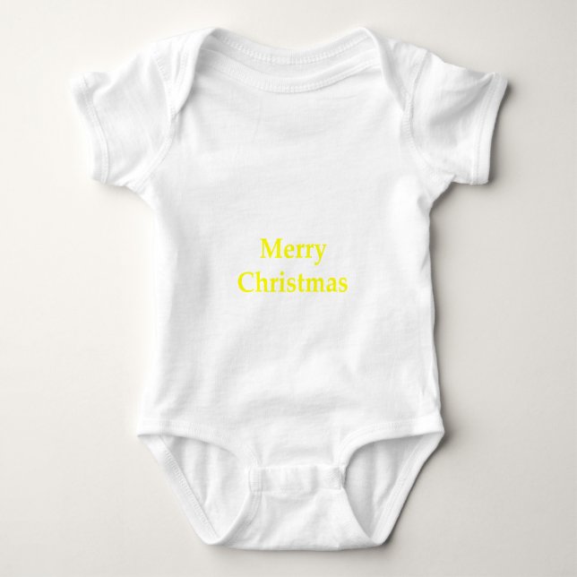 Merry Christmas Yellow The MUSEUM Zazzle Gifts Baby Bodysuit (Front)