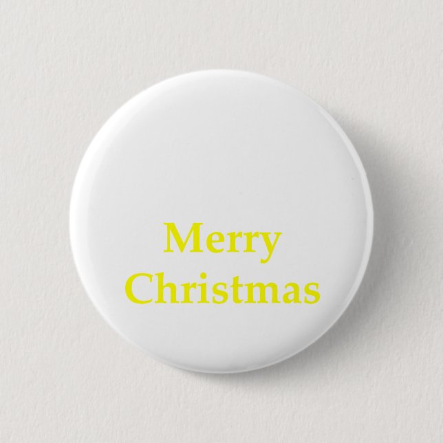 Merry Christmas Yellow The MUSEUM Zazzle Gifts Button (Front)